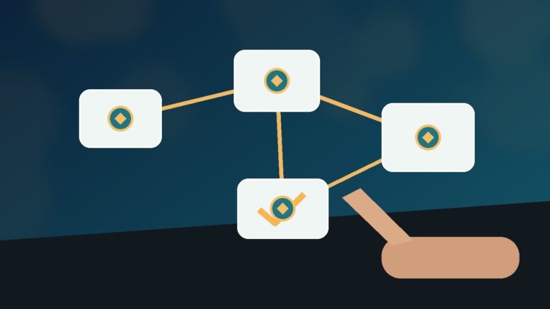 Workflow IA avec étapes reliées et validation humaine